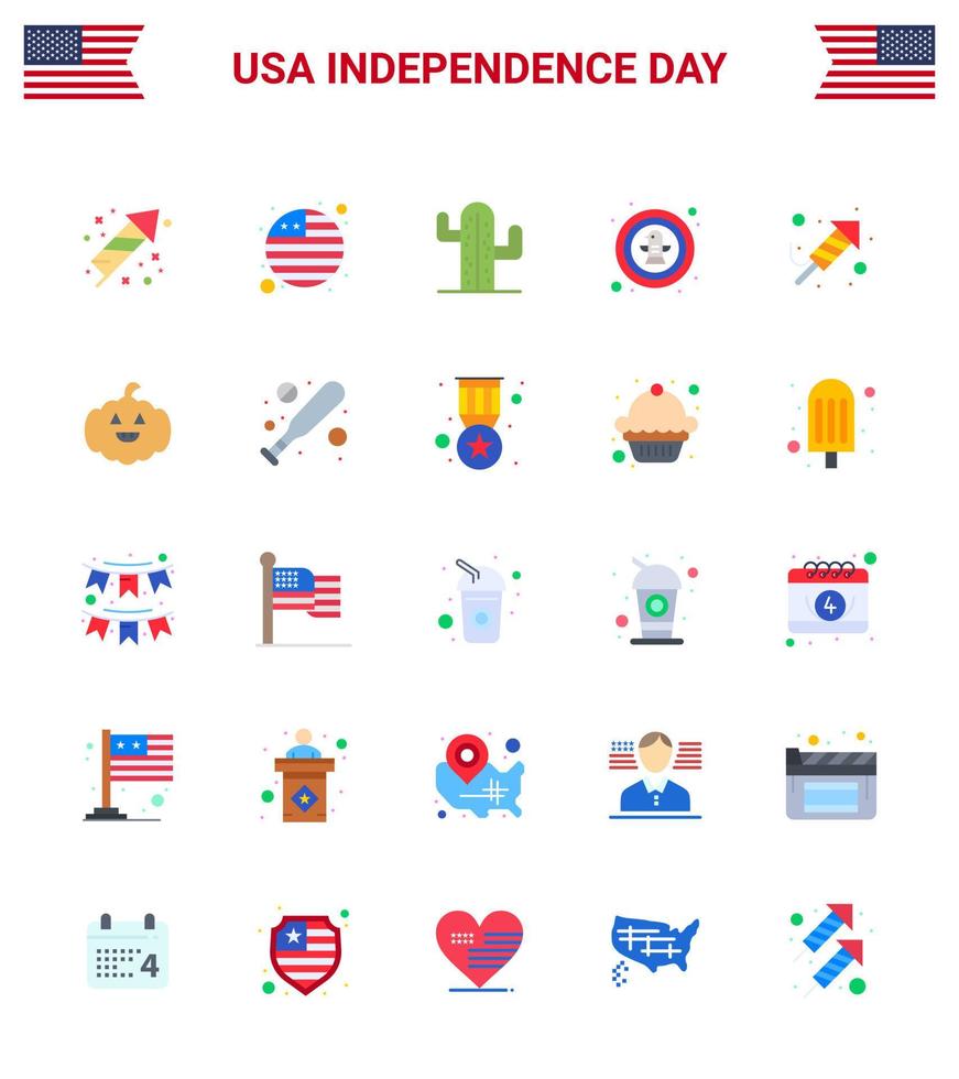 USA oberoende dag platt uppsättning av 25 USA piktogram av religion bricka USA Örn fågel redigerbar USA dag vektor design element