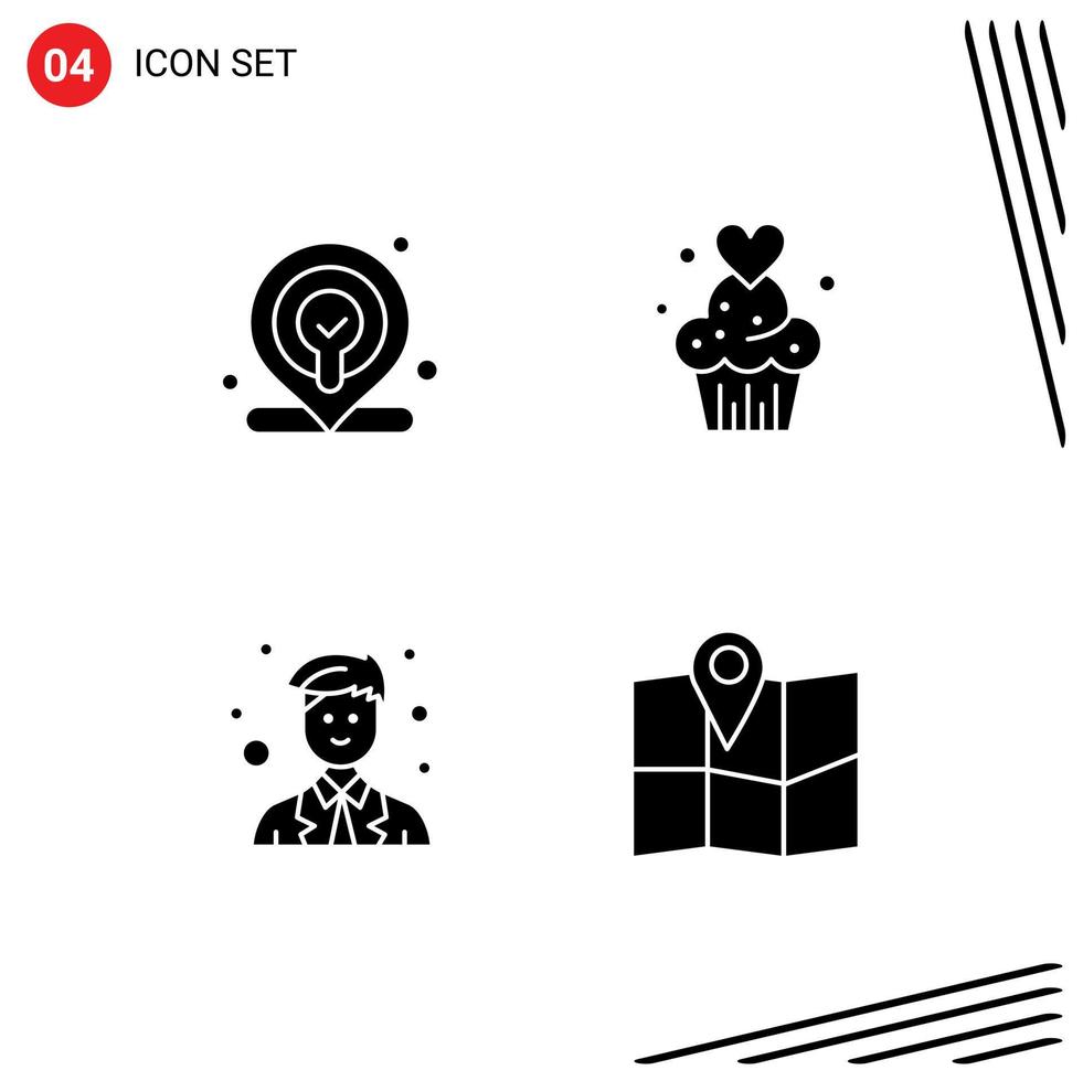 uppsättning av 4 modern ui ikoner symboler tecken för webb man kaka bakad arbetstagare redigerbar vektor design element
