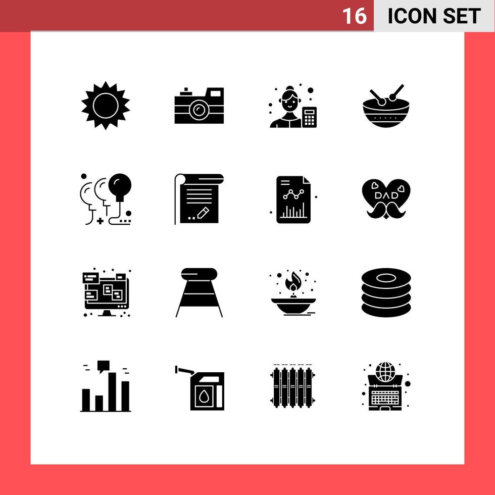 16 kreativ ikoner modern tecken och symboler av parad instrument årgång kamera trumma företag analytiker redigerbar vektor design element