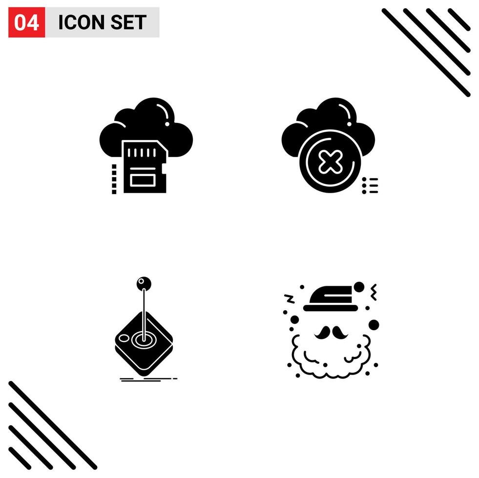 4 kreativ ikoner modern tecken och symboler av sd korsa moln radera spel redigerbar vektor design element