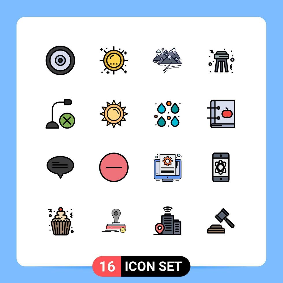 uppsättning av 16 modern ui ikoner symboler tecken för datorer natt solsken pall stenar redigerbar kreativ vektor design element
