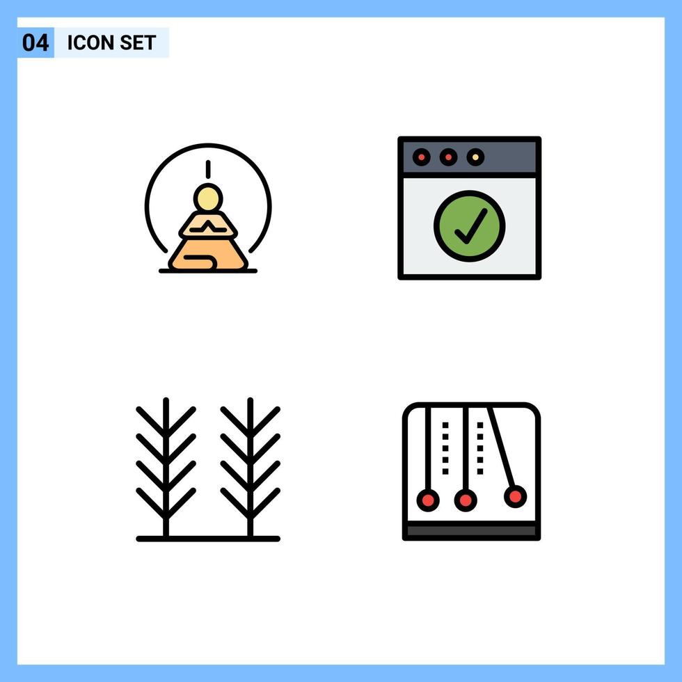 redigerbar vektor linje packa av 4 enkel fylld linje platt färger av mental koncentration mat mental komplett utveckling redigerbar vektor design element