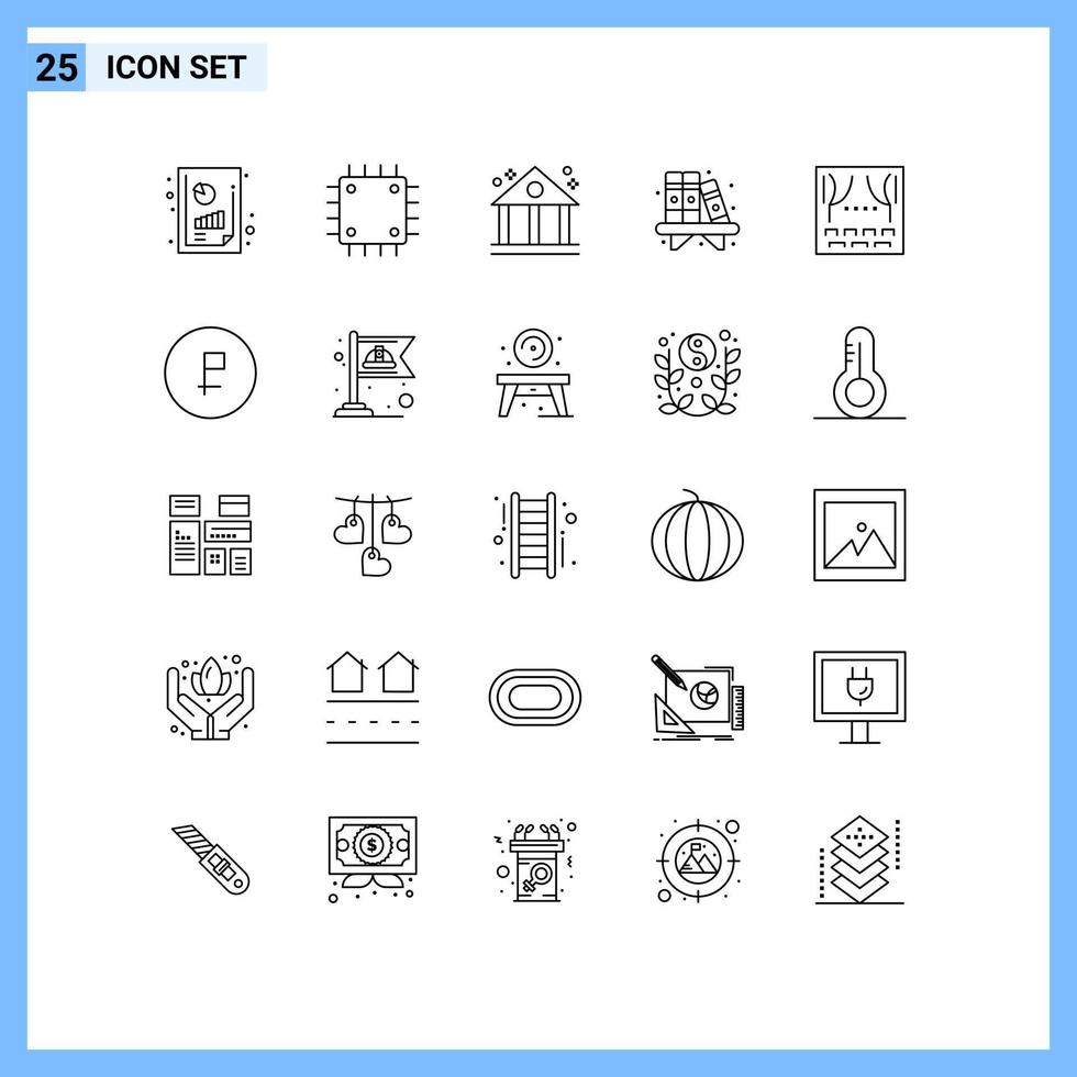 modern uppsättning av 25 rader och symboler sådan som händelse hylla hårdvara bok Hem redigerbar vektor design element