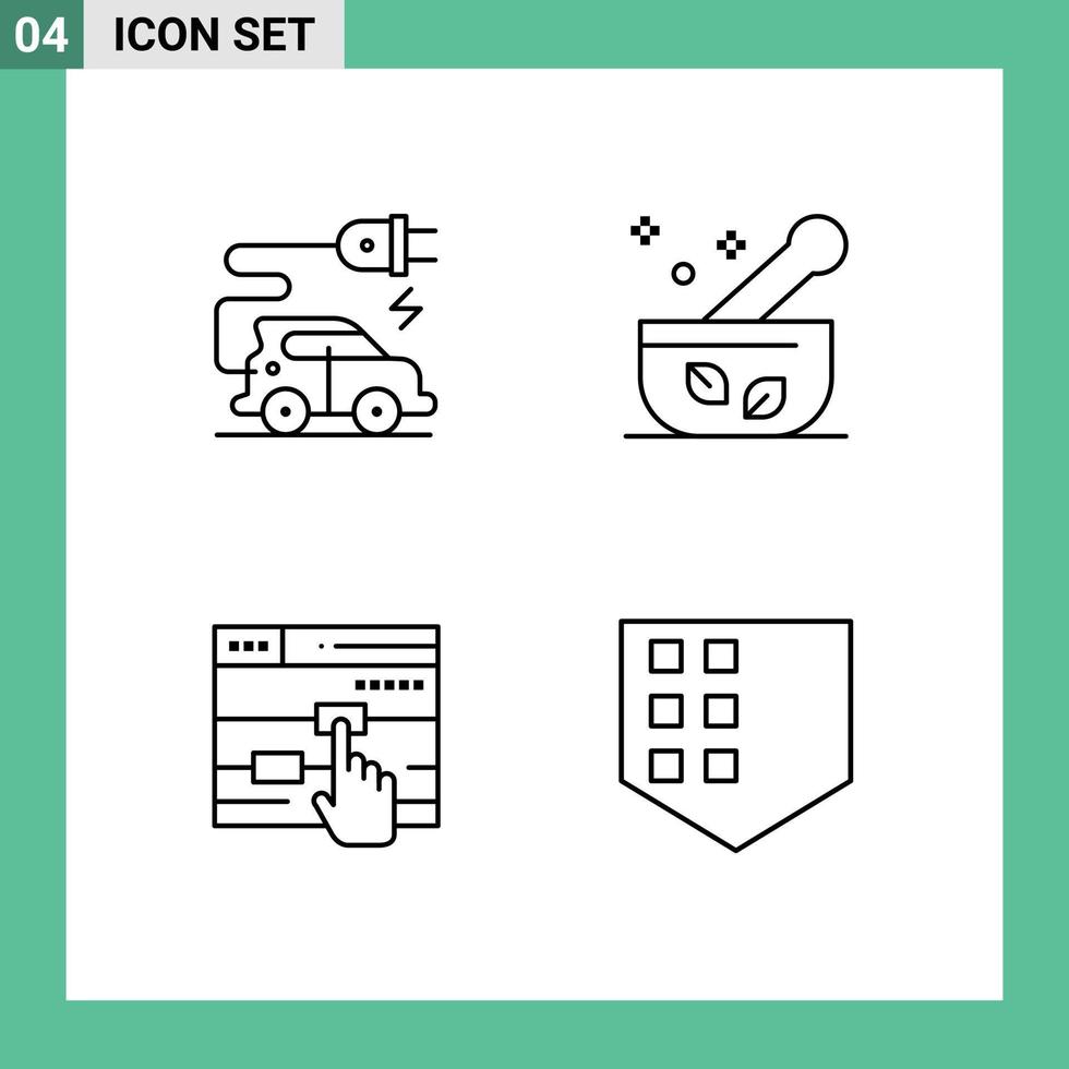 4 tematiska vektor fylld linje platt färger och redigerbar symboler av bil- teknologi Rör sjukhus soppa skydda redigerbar vektor design element