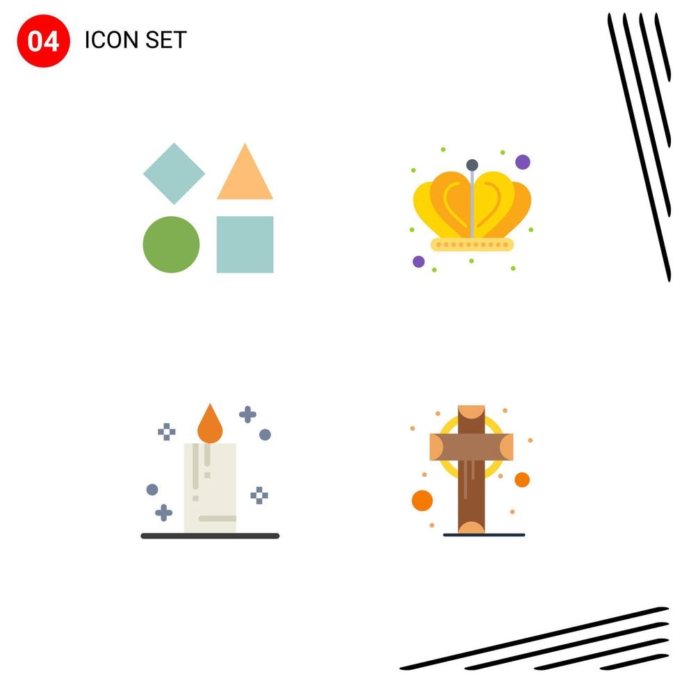 4 universell platt ikon tecken symboler av tegelstenar Semester leksak kung irland redigerbar vektor design element
