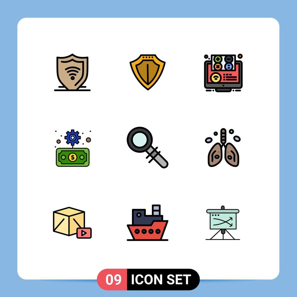modern uppsättning av 9 fylld linje platt färger pictograph av överföra ekonomi elearning företag inlärning redigerbar vektor design element