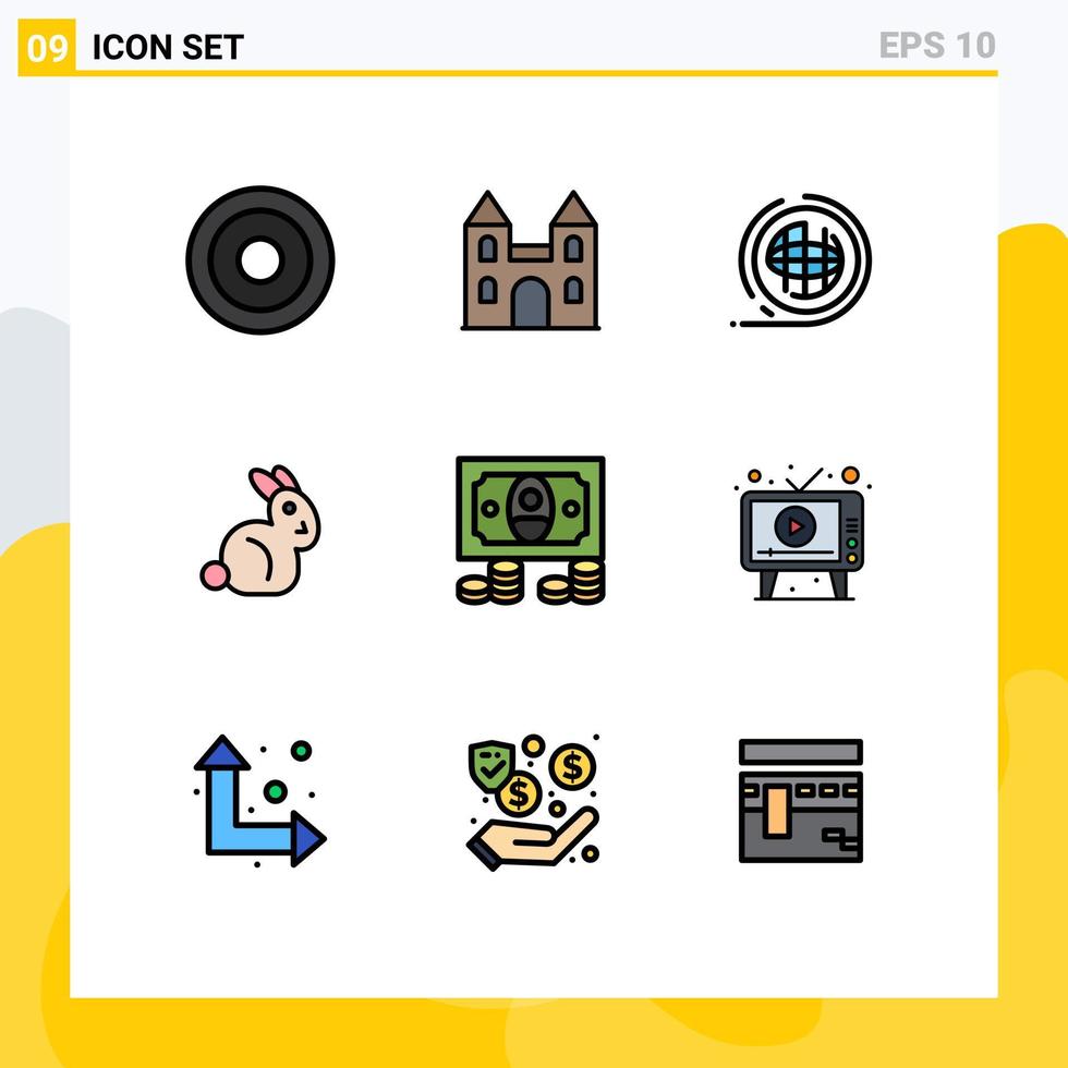 uppsättning av 9 modern ui ikoner symboler tecken för mynt kanin jord påsk terra redigerbar vektor design element