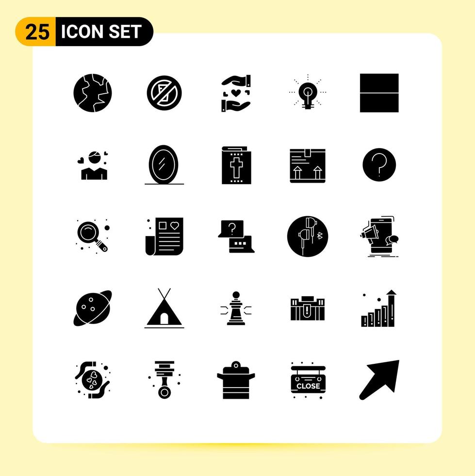 Stock Vector Icon Pack mit 25 Linienzeichen und Symbolen für das Layout, das inspirierende Einblicke teilt, glüht, editierbare Vektordesign-Elemente