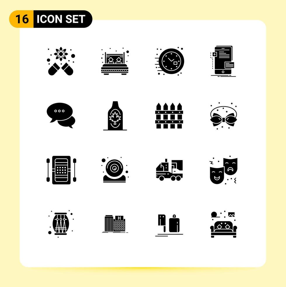 Stock-Vektor-Icon-Pack mit 16 Zeilenzeichen und Symbolen für bearbeitbare Vektordesign-Elemente für das mobile Frontend der Bubble-Telefonuhr vektor
