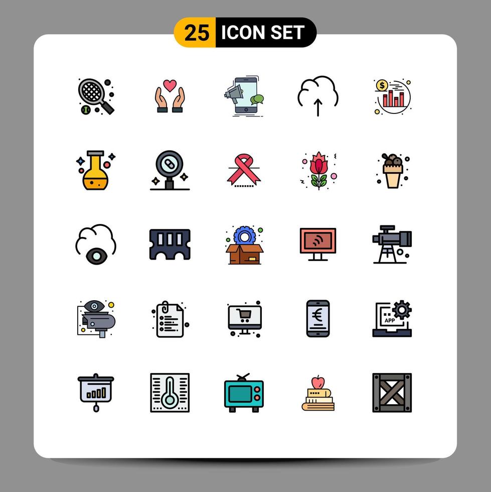 universell ikon symboler grupp av 25 modern fylld linje platt färger av lämna tillbaka lagring mobil server data redigerbar vektor design element
