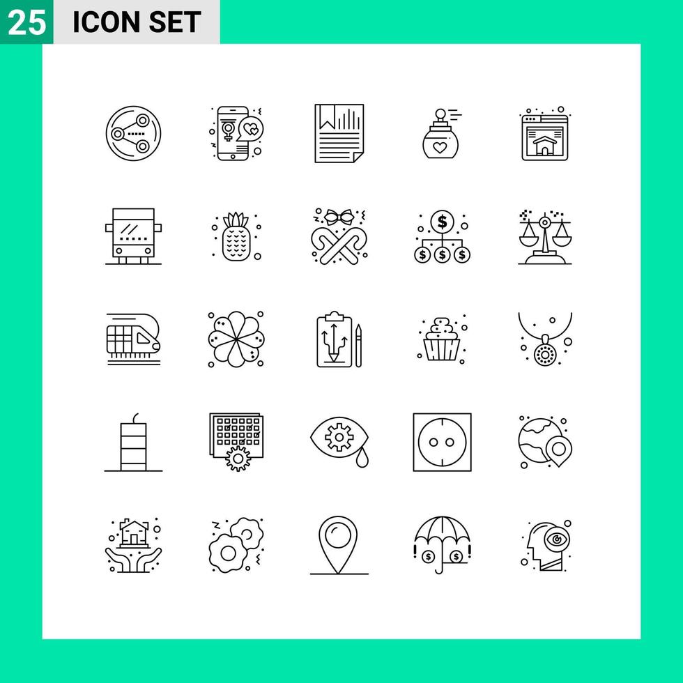 satz von 25 vektorlinien auf raster für aroma fragnence mobile parfümpapier editierbare vektordesignelemente vektor