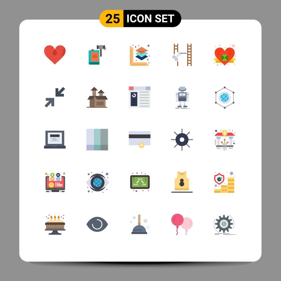 Packung mit 25 modernen, flachen Farbzeichen und Symbolen für Web-Printmedien, z vektor