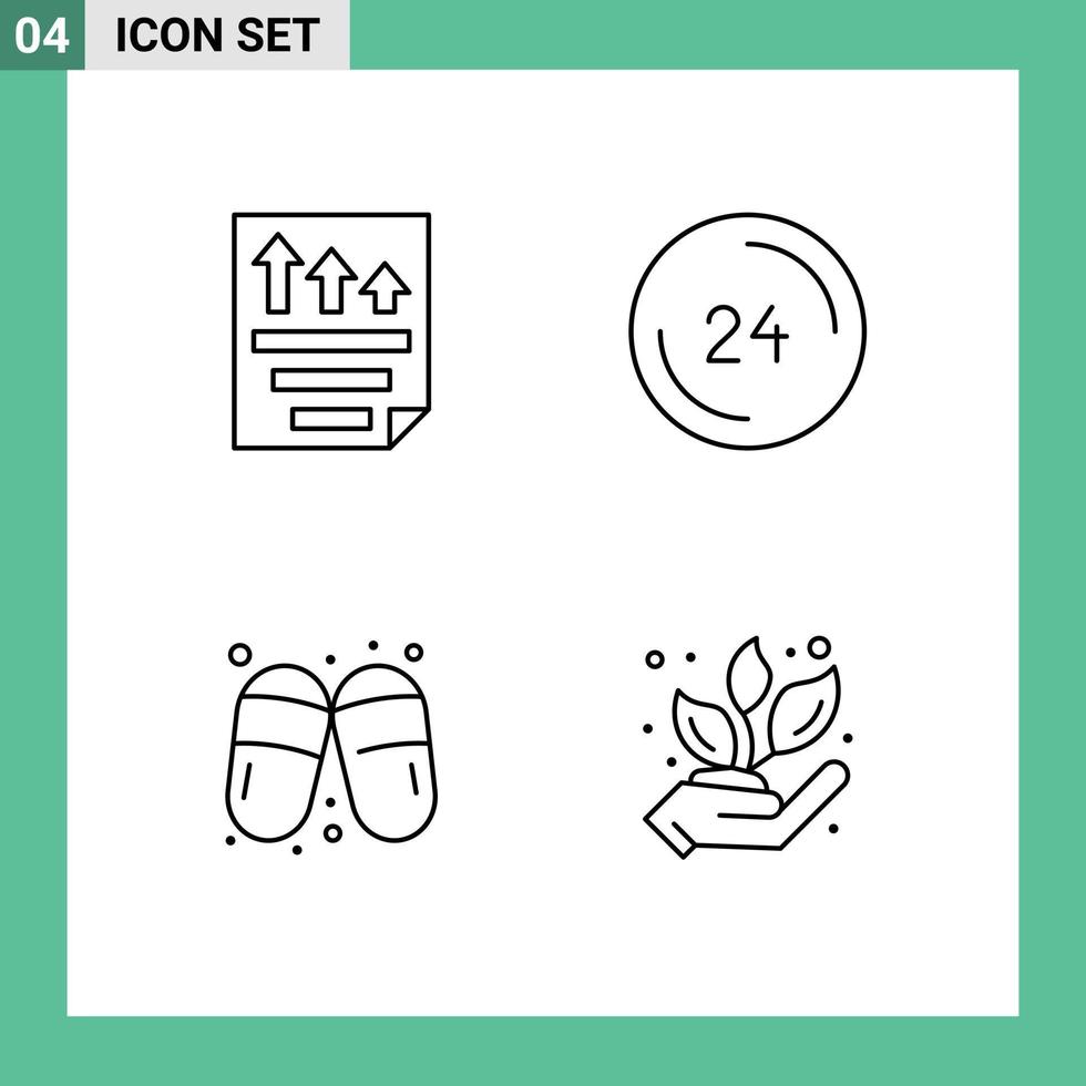 Stock Vector Icon Pack mit 4 Zeilenzeichen und Symbolen für Daten kontaktieren Sie uns Papier Anruf Frau editierbare Vektordesign-Elemente