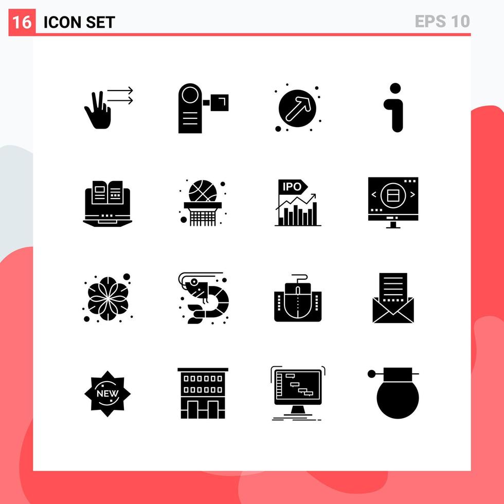 packa av 16 kreativ fast glyfer av dator gränssnitt pil information jag redigerbar vektor design element