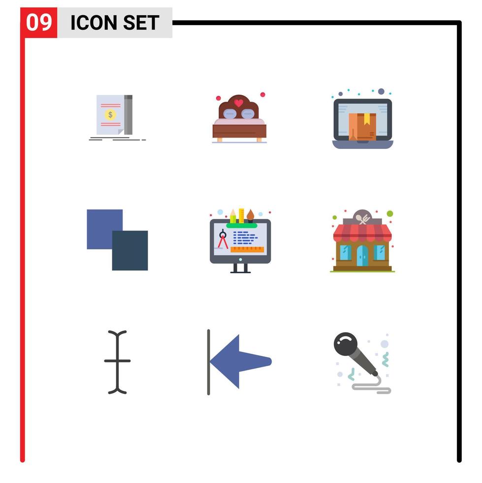 packa av 9 modern platt färger tecken och symboler för webb skriva ut media sådan som design kopia låda klona bärbar dator redigerbar vektor design element
