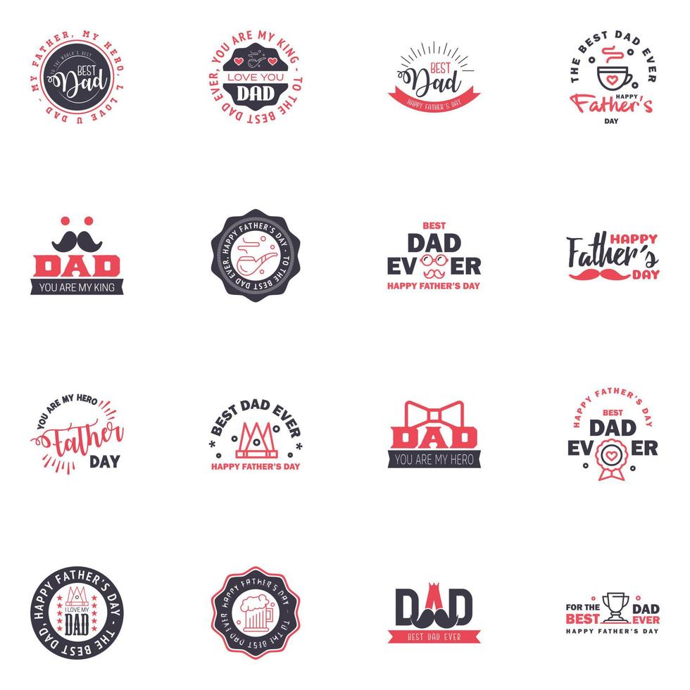 kärlek du pappa kort design för Lycklig fäder dag typografi samling 16 svart och rosa design redigerbar vektor design element
