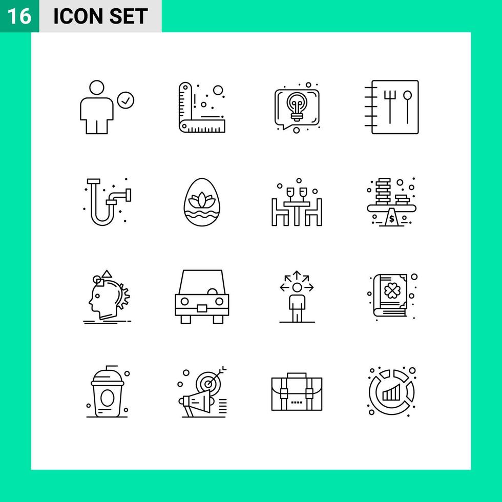 mobil gränssnitt översikt uppsättning av 16 piktogram av rör dränera konversation konstruktion bok redigerbar vektor design element
