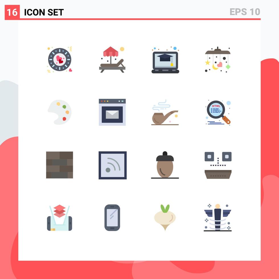 uppsättning av 16 modern ui ikoner symboler tecken för meddelande verktyg uppkopplad palett sömn redigerbar packa av kreativ vektor design element