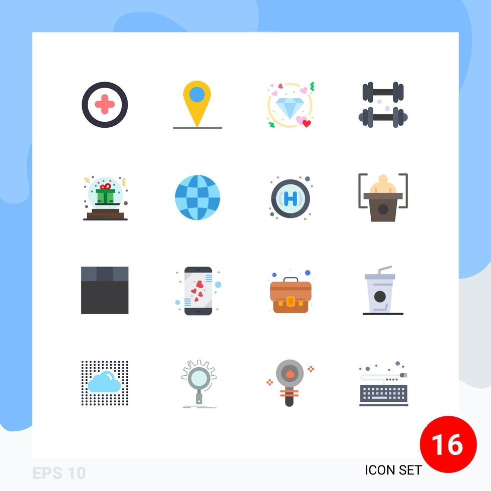 uppsättning av 16 kommersiell platt färger packa för gåva skål kärlek närvarande sjukvård redigerbar packa av kreativ vektor design element