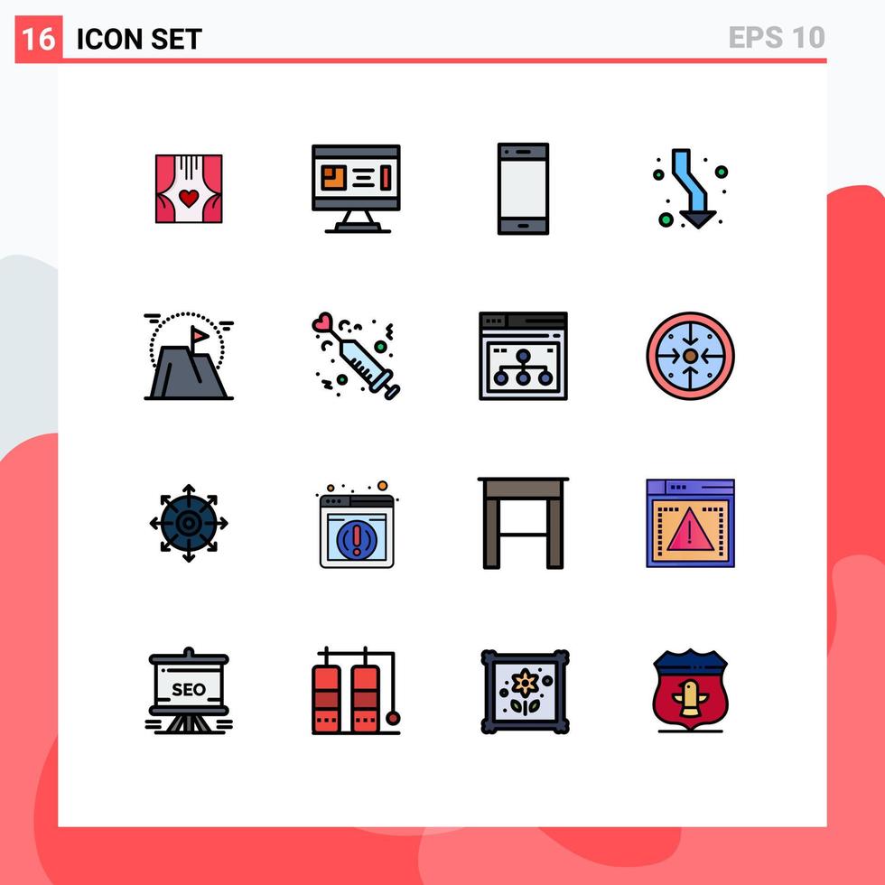 redigerbar vektor linje packa av 16 enkel platt Färg fylld rader av upp pil design smart telefon telefon redigerbar kreativ vektor design element
