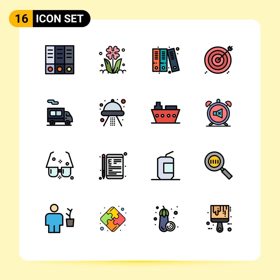 universell ikon symboler grupp av 16 modern platt Färg fylld rader av transport mål arkiv finansiell företag redigerbar kreativ vektor design element