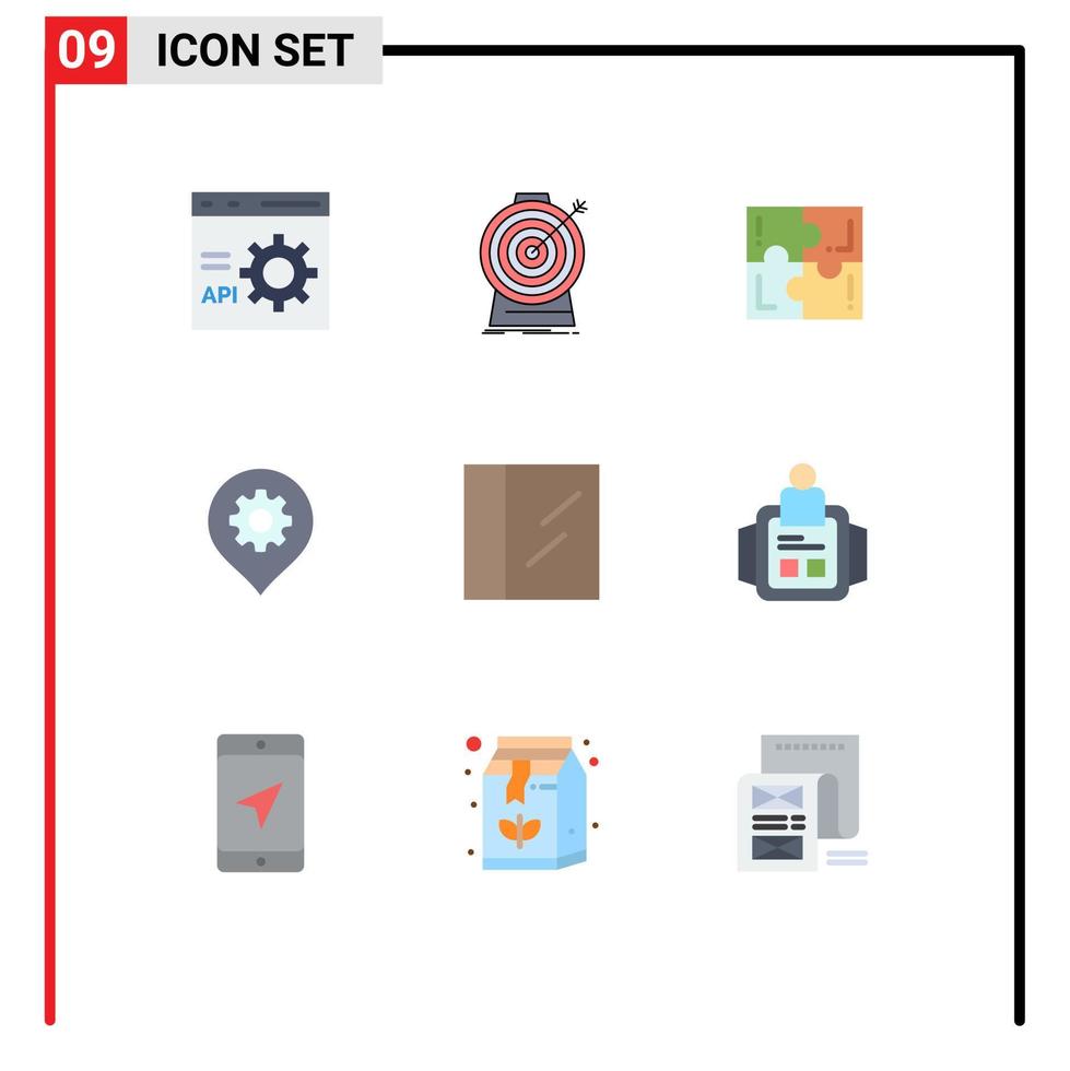 Aktienvektor-Icon-Pack mit 9 Zeilenzeichen und Symbolen für die Position des Zahnradziels lösen spielbearbeitbare Vektordesign-Elemente vektor