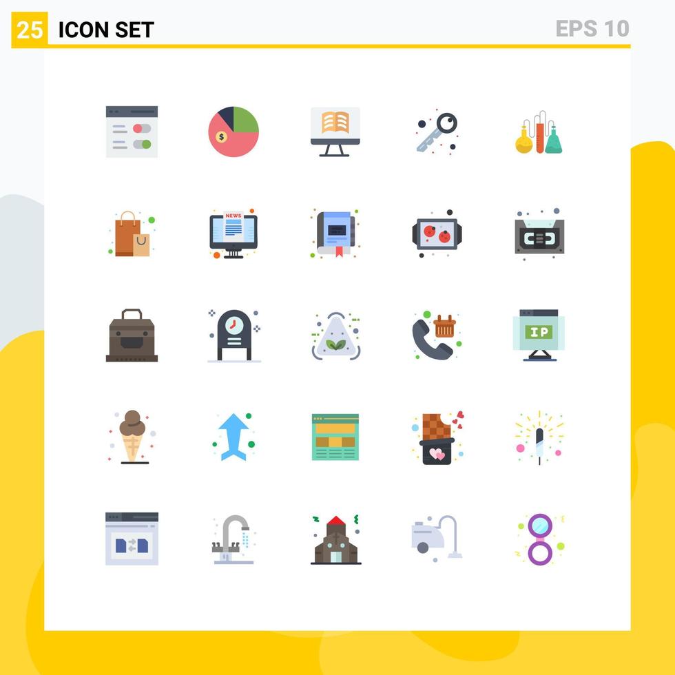 25 universell platt färger uppsättning för webb och mobil tillämpningar vetenskap dopa dator kemisk öppen redigerbar vektor design element