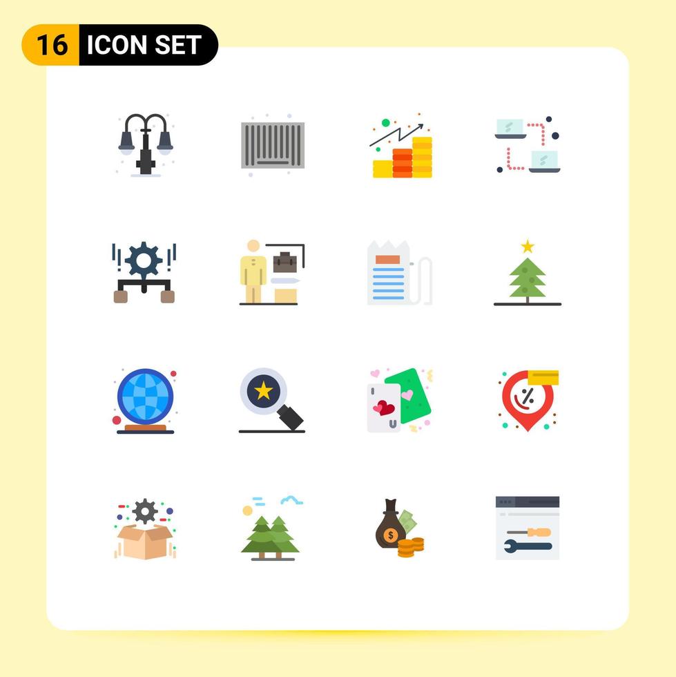 16 universell platt färger uppsättning för webb och mobil tillämpningar redskap överföra analys nätverkande datoranvändning redigerbar packa av kreativ vektor design element