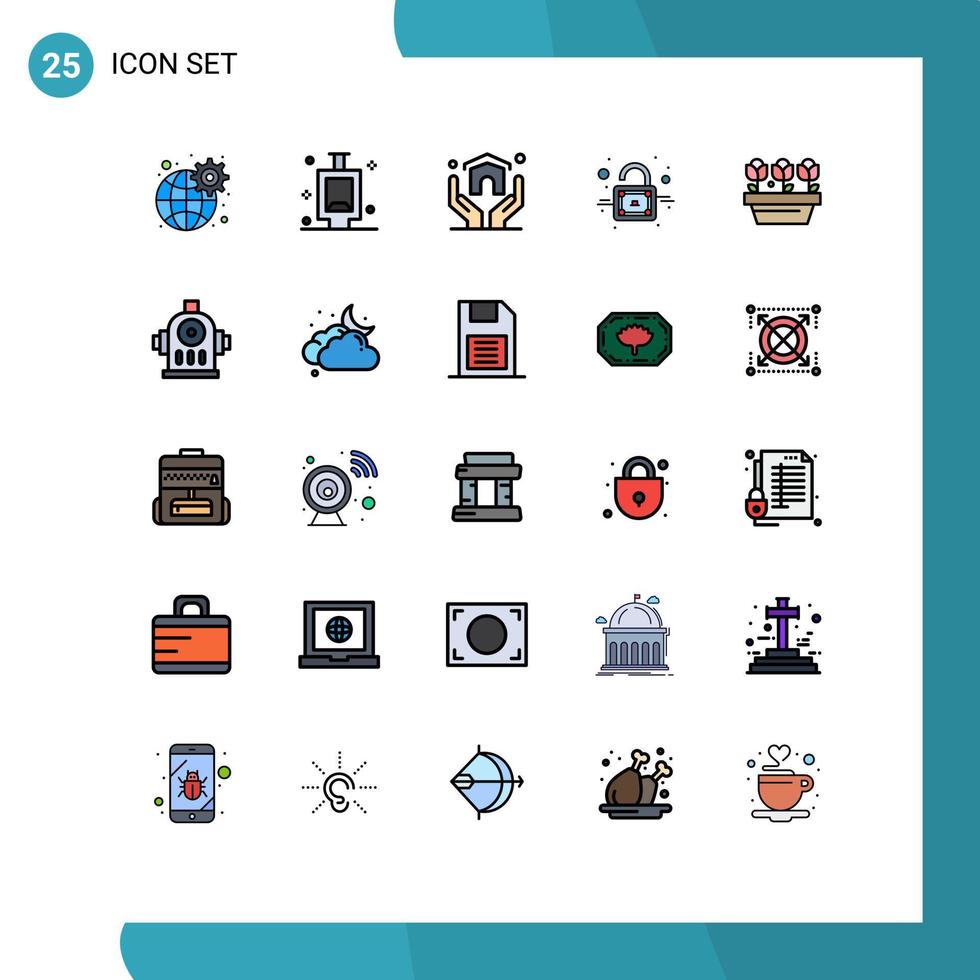 uppsättning av 25 modern ui ikoner symboler tecken för vår tillväxt Hem blomma hänglås redigerbar vektor design element