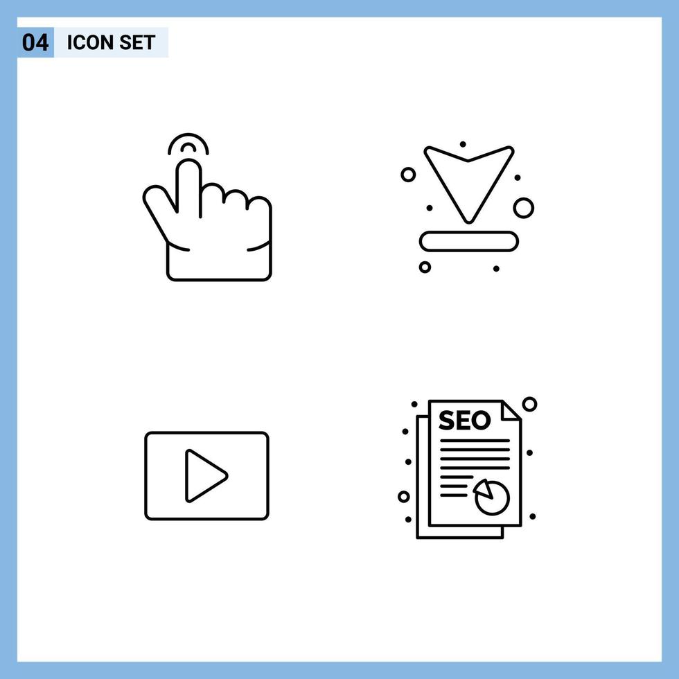 piktogram uppsättning av 4 enkel fylld linje platt färger av dubbel- video pil ladda ner Rapportera redigerbar vektor design element