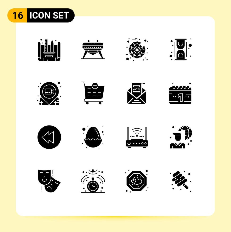 16 universelle solide Glyphenzeichen Symbole der Pin-Position Webfilm konvertieren editierbare Vektordesign-Elemente vektor