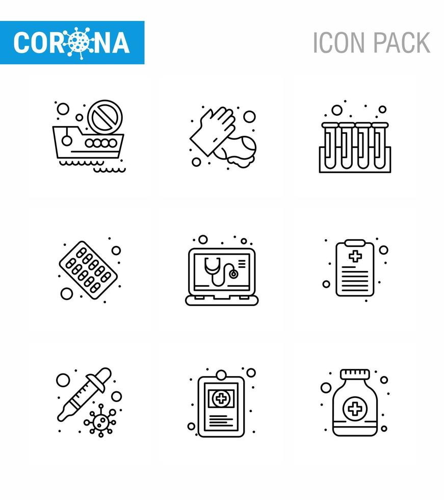 covid19 Corona-Virus-Kontaminationsprävention blaues Symbol 25 Packungen wie medizinische Blutpillenkapsel Virus-Coronavirus 2019nov-Krankheitsvektor-Designelemente vektor