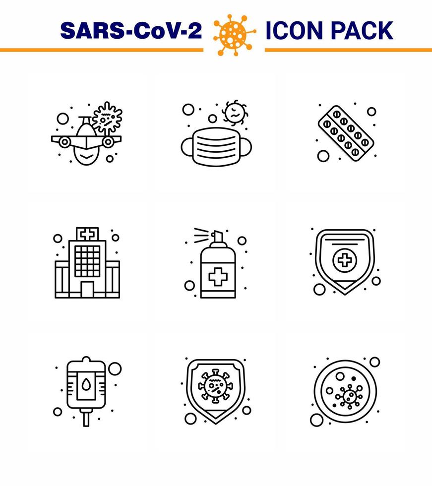 9-zeilige Corona-Virus-Pandemie-Vektorillustrationen Medizinische Gebäudesicherheit Tablet-Gesundheit Virus-Coronavirus 2019nov-Krankheitsvektor-Designelemente vektor