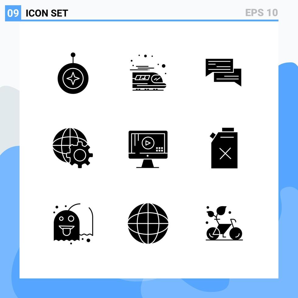9 universelle solide Glyphen für Web- und mobile Anwendungen Internet-Steuerung Chat-Sprachkonversation bearbeitbare Vektordesign-Elemente vektor