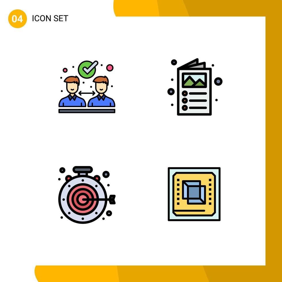 piktogram uppsättning av 4 enkel fylld linje platt färger av avtal syfte ad katalog chip redigerbar vektor design element