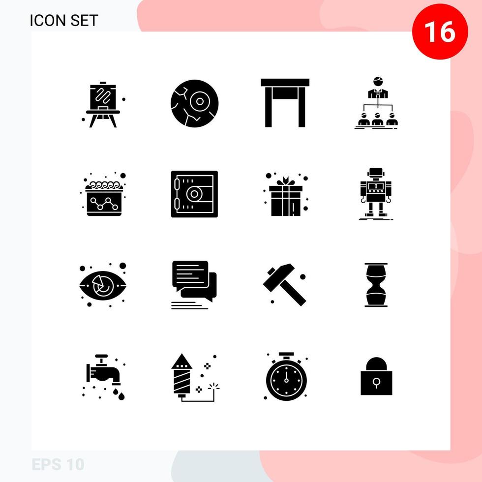 fast glyf packa av 16 universell symboler av kalender företag Hem grupp lagarbete redigerbar vektor design element