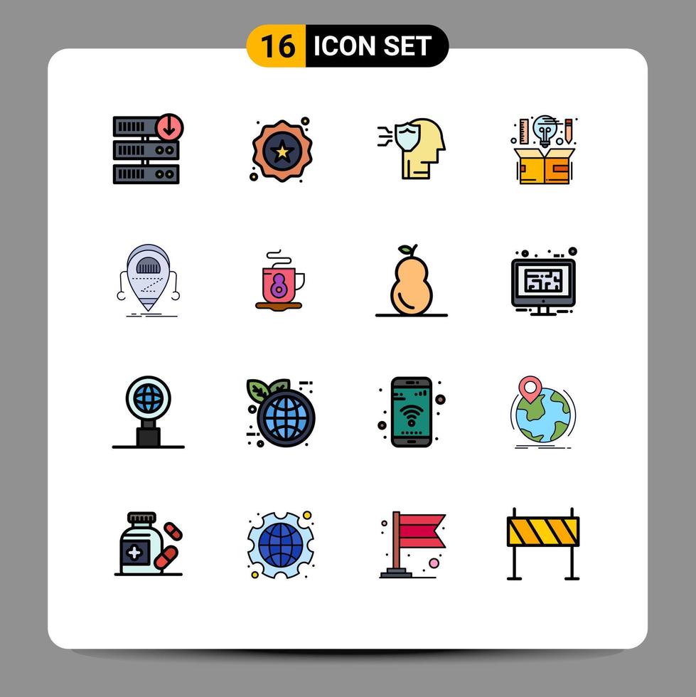 satz von 16 kommerziellen flachen farbgefüllten linienpaket für android idee persönliches design computer editierbare kreative vektordesignelemente vektor