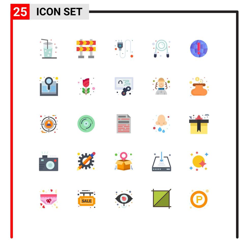 Flaches Farbpaket mit 25 universellen Symbolen für editierbare Vektordesign-Elemente des Buchbrowsers Socket Internet Gym vektor