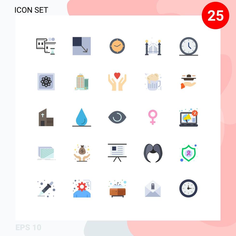 modern uppsättning av 25 platt färger pictograph av beräkning användare timer tid bro redigerbar vektor design element