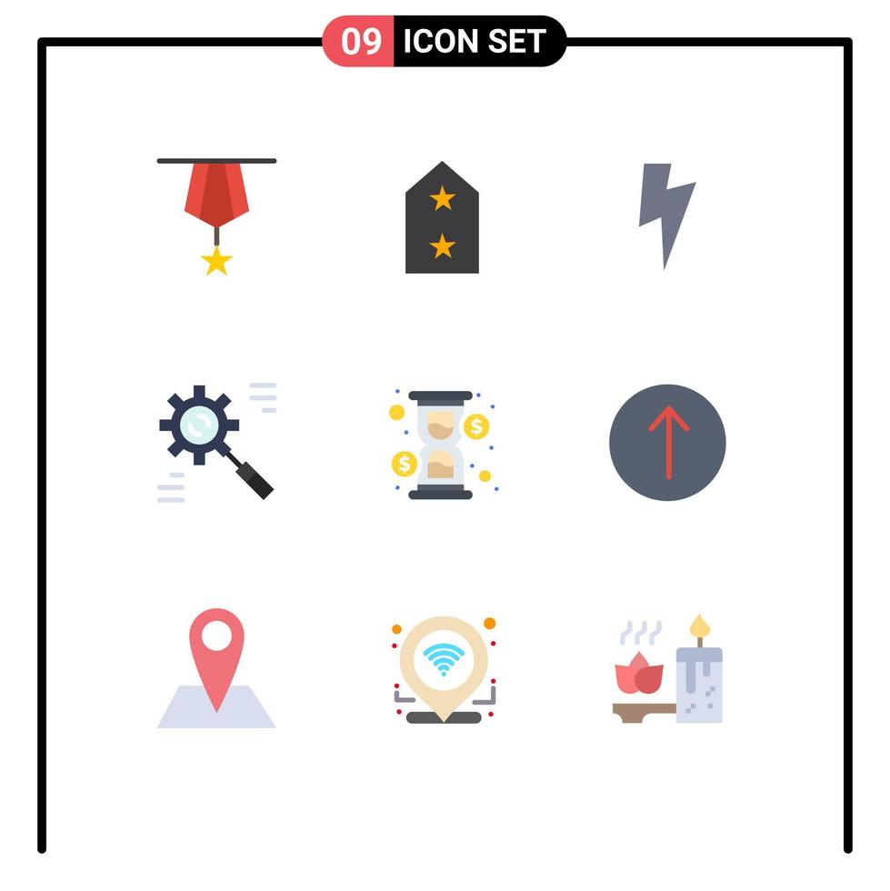 9 universelle flache Farbzeichen Symbole aus Glas effektive Metalldaten Business editierbare Vektordesign-Elemente vektor
