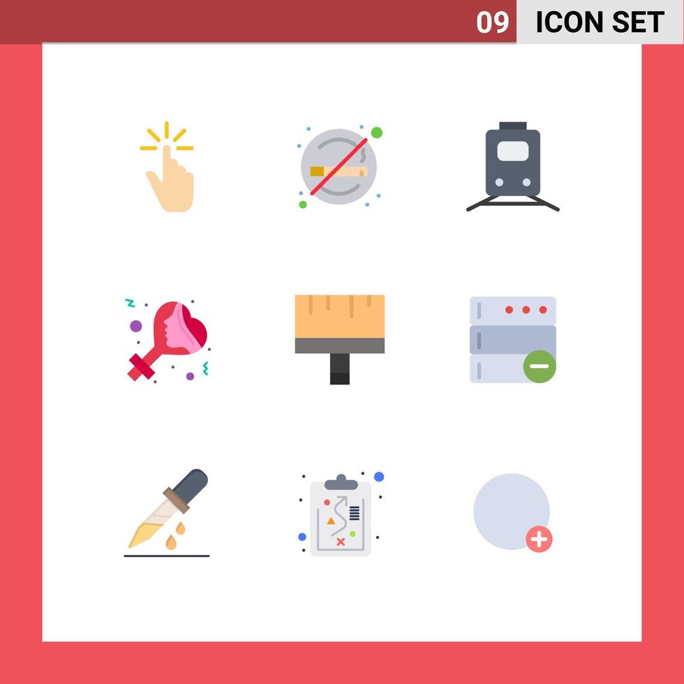 grupp av 9 modern platt färger uppsättning för kvinnor kön rökning resa tåg redigerbar vektor design element