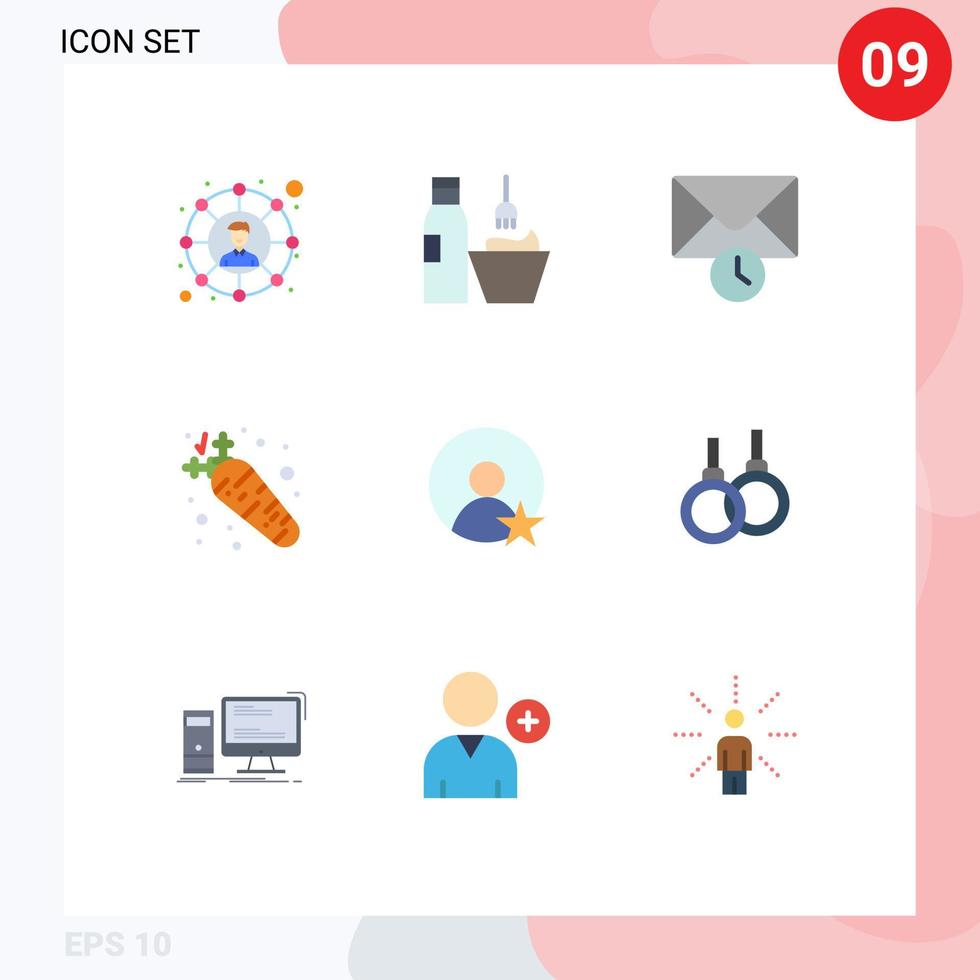 satz von 9 modernen ui-symbolen symbole zeichen für benutzer ernährung make-up zubehör essen karotte editierbare vektordesignelemente vektor