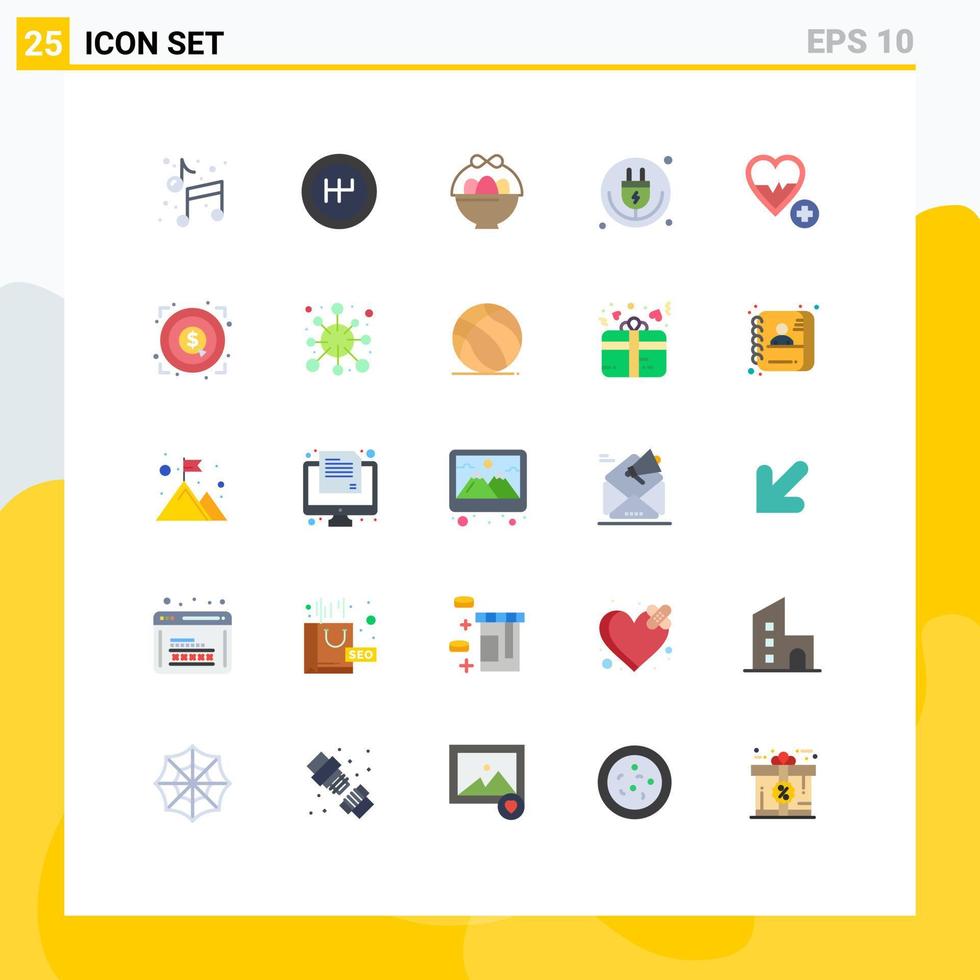 piktogram uppsättning av 25 enkel platt färger av slå kärlek påsk medicinsk iot redigerbar vektor design element
