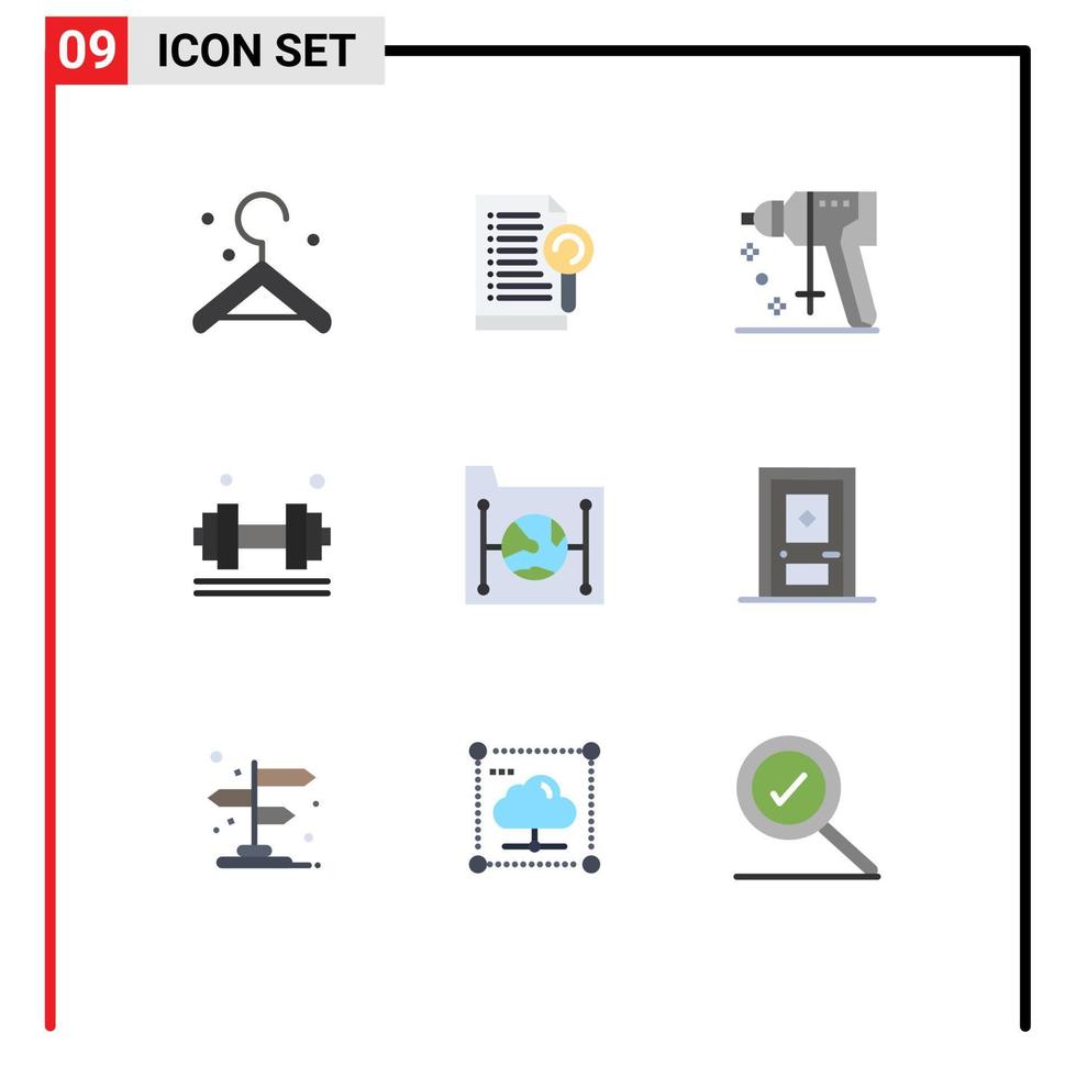 modern uppsättning av 9 platt färger pictograph av dokumentera moln lagare vikt lyftaren övning redigerbar vektor design element