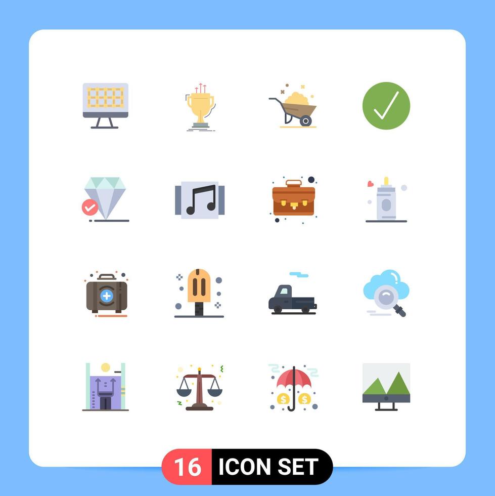 redigerbar vektor linje packa av 16 enkel platt färger av juvel multimedia kärra media spelare Framgång redigerbar packa av kreativ vektor design element