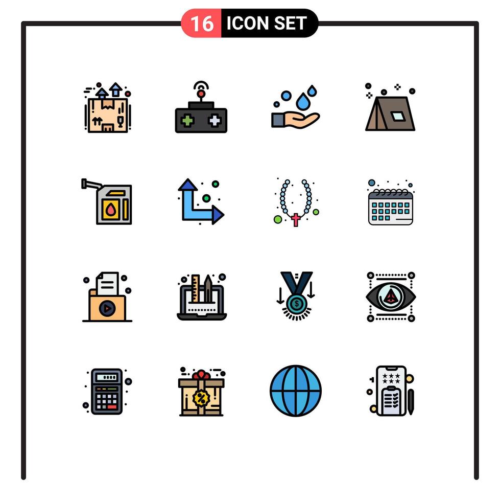 uppsättning av 16 modern ui ikoner symboler tecken för resa sommar leksak lägereld tvätta redigerbar kreativ vektor design element