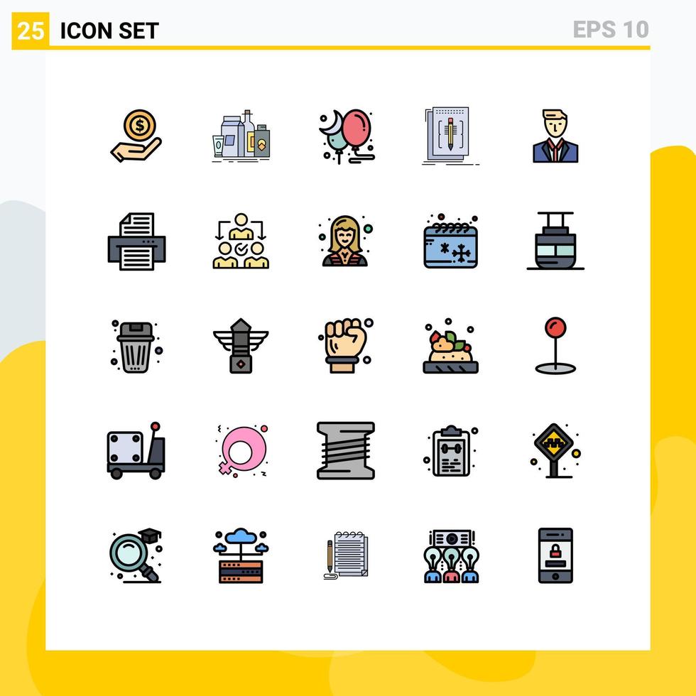 Aktienvektor-Icon-Pack mit 25 Zeilenzeichen und Symbolen für Programmeditor Flasche editierbare Vektordesign-Elemente für Partys vektor