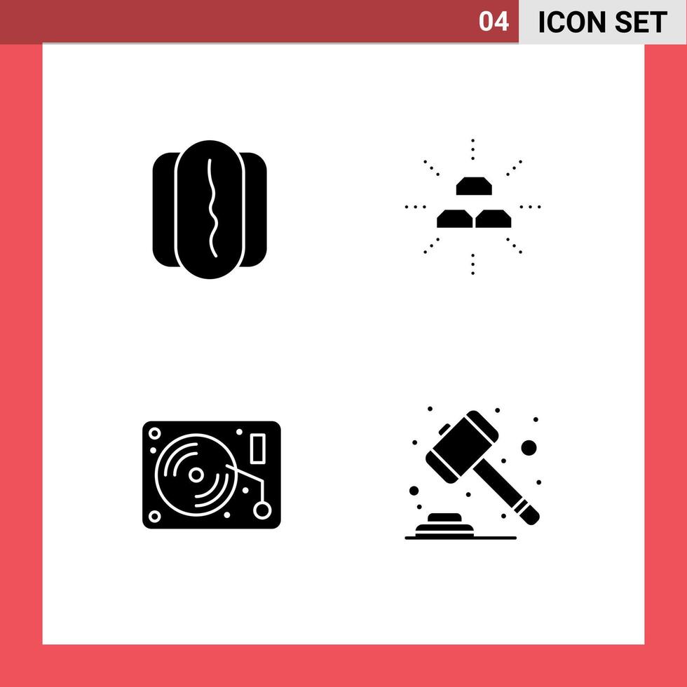 uppsättning av 4 modern ui ikoner symboler tecken för mat konst barer inkomst måla redigerbar vektor design element