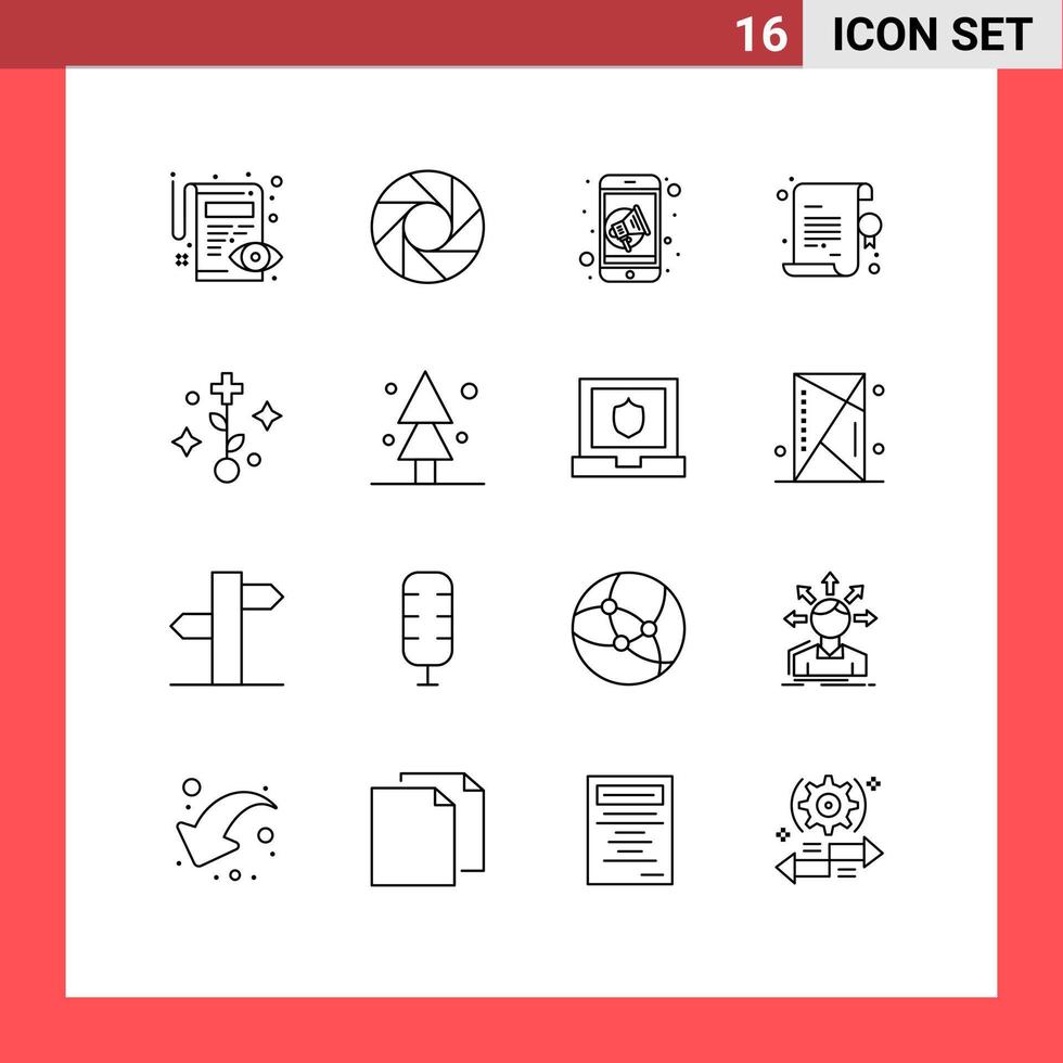 16 kreativ ikoner modern tecken och symboler av träd medicinsk marknadsföring stjärna certifikat redigerbar vektor design element