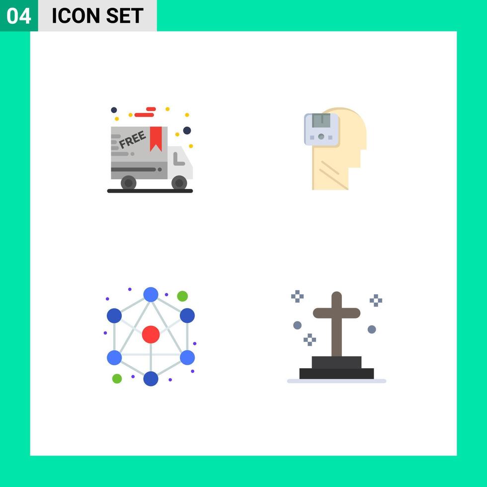 4 platt ikon begrepp för webbplatser mobil och appar svart fredag hierarki minne användare död- redigerbar vektor design element